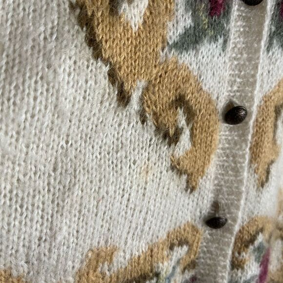 Vintage Express Le Internationale Mohair Cardigan Baroque Floral Knit Fits M-L - Picture 5 of 12